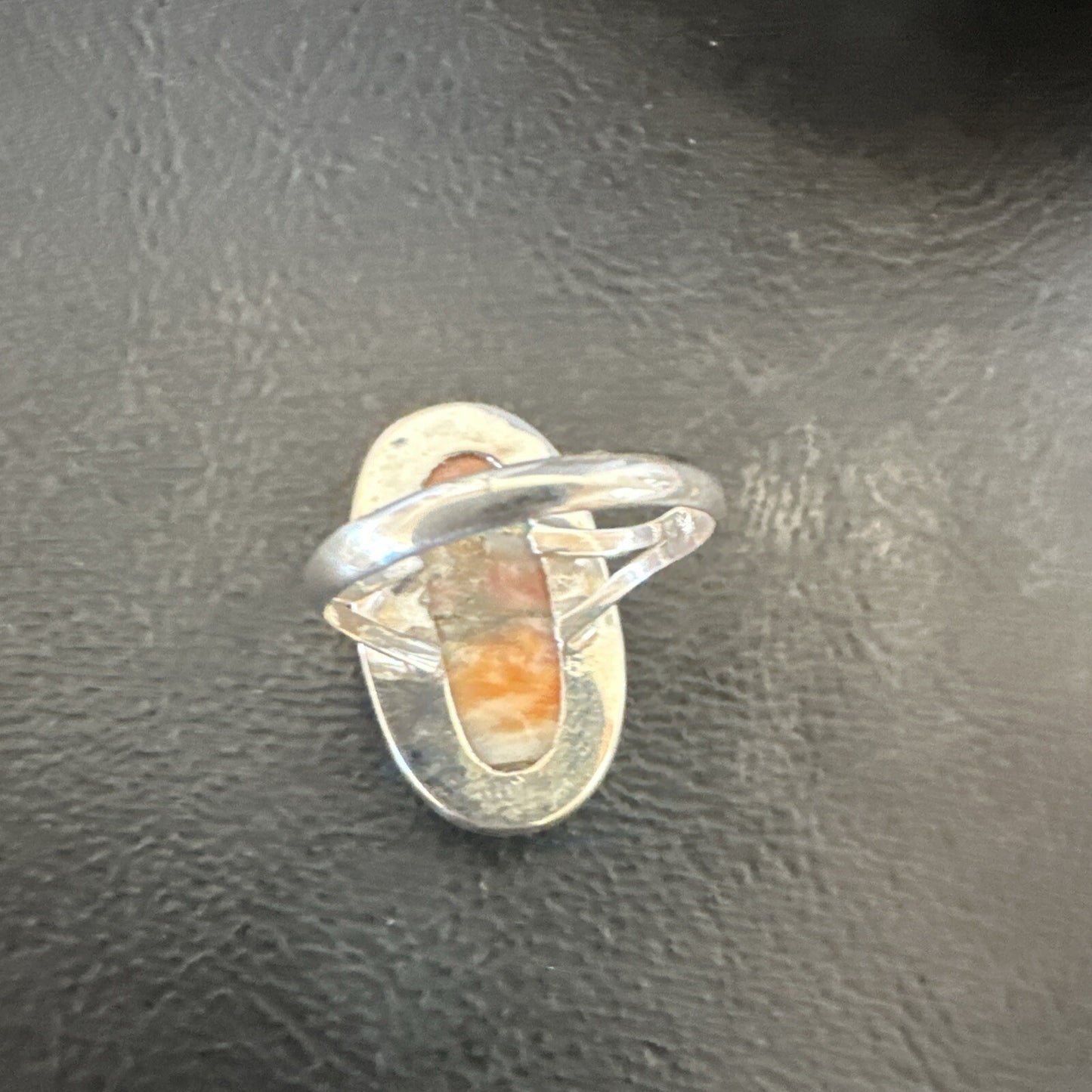 Blue Turquoise Spiny Oyster Navajo Sterling Silver Ring Size 8 18252