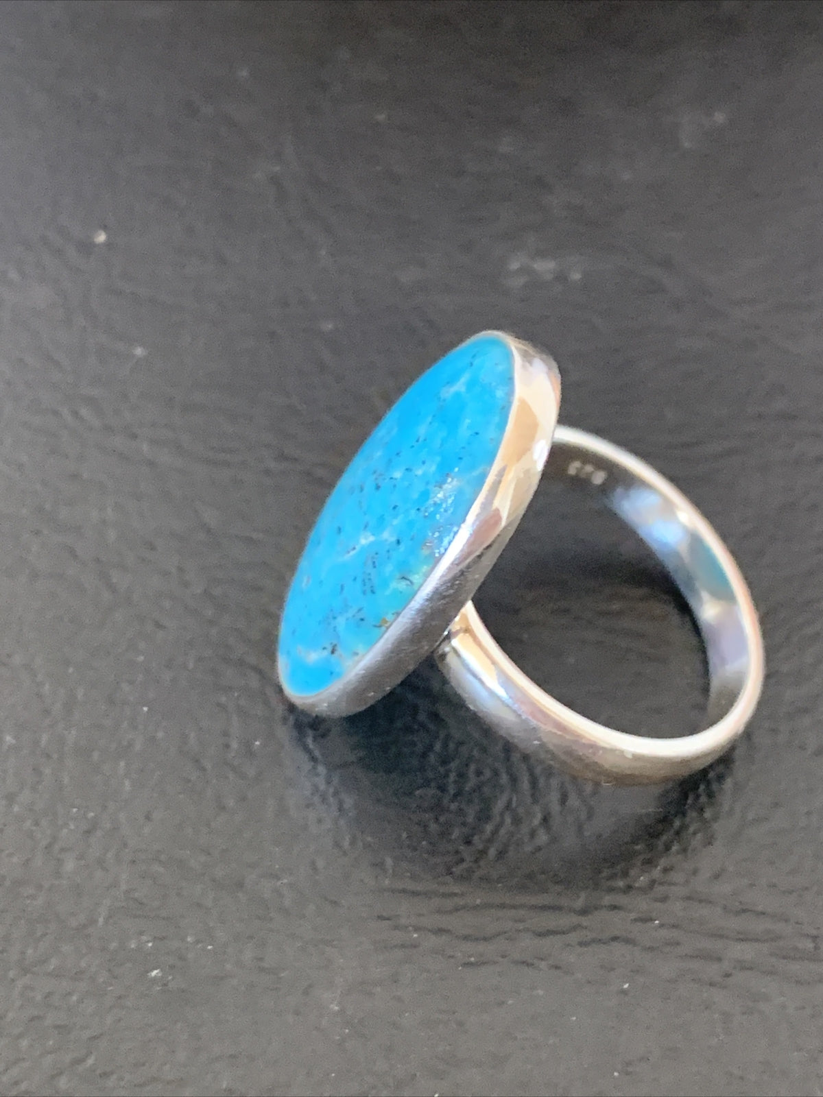 Womens Blue Kingman Turquoise Navajo Sterling Silver Ring Size 7.5 11616