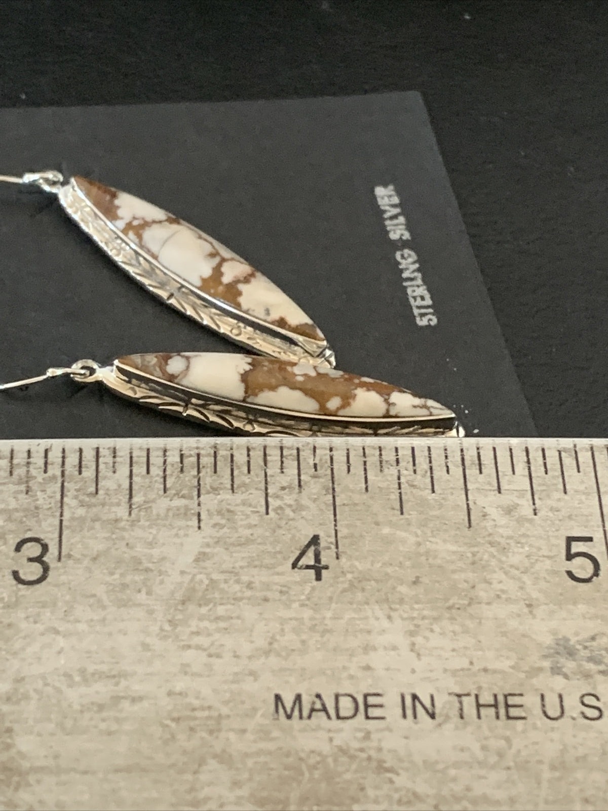 Native American Navajo Sterling Silver Wild Horse Turquoise Earrings 1378