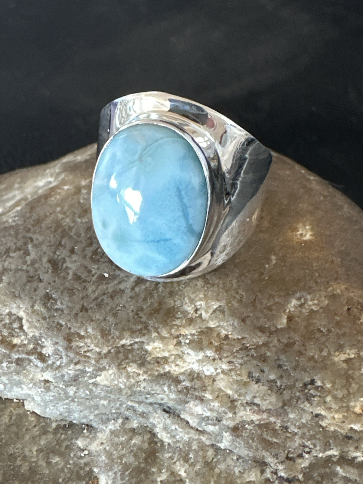 Womens Blue Larimar Navajo Sterling Silver Ring Size 9 17674