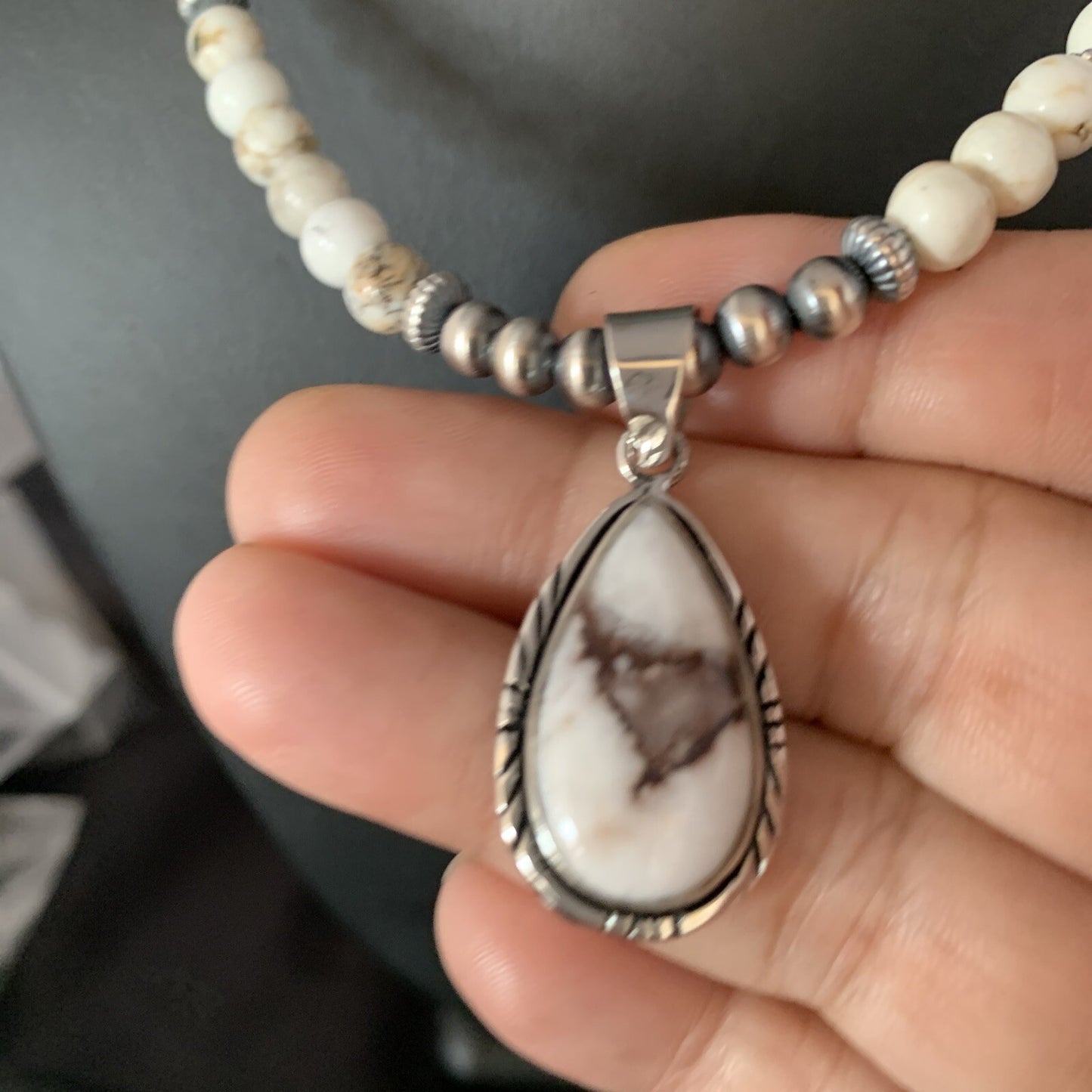 Native Navajo Pearls Purple Spiny Oyster Sterling Silver Necklace 4563