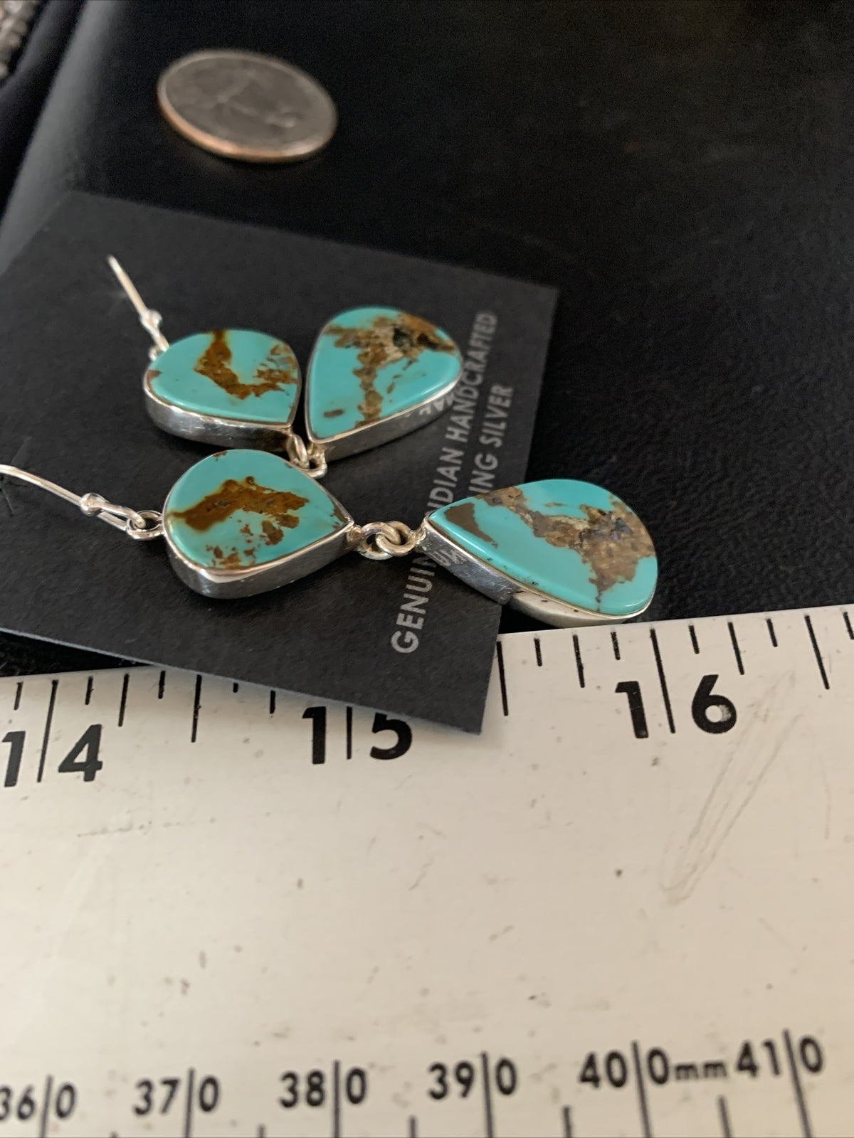 Blue Kingman Turquoise Navajo Sterling Silver Dangle Earrings 14075
