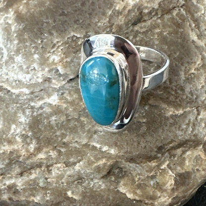WoMens Sterling Silver Blue Kingman Turquoise Ring Size 8.5 17728