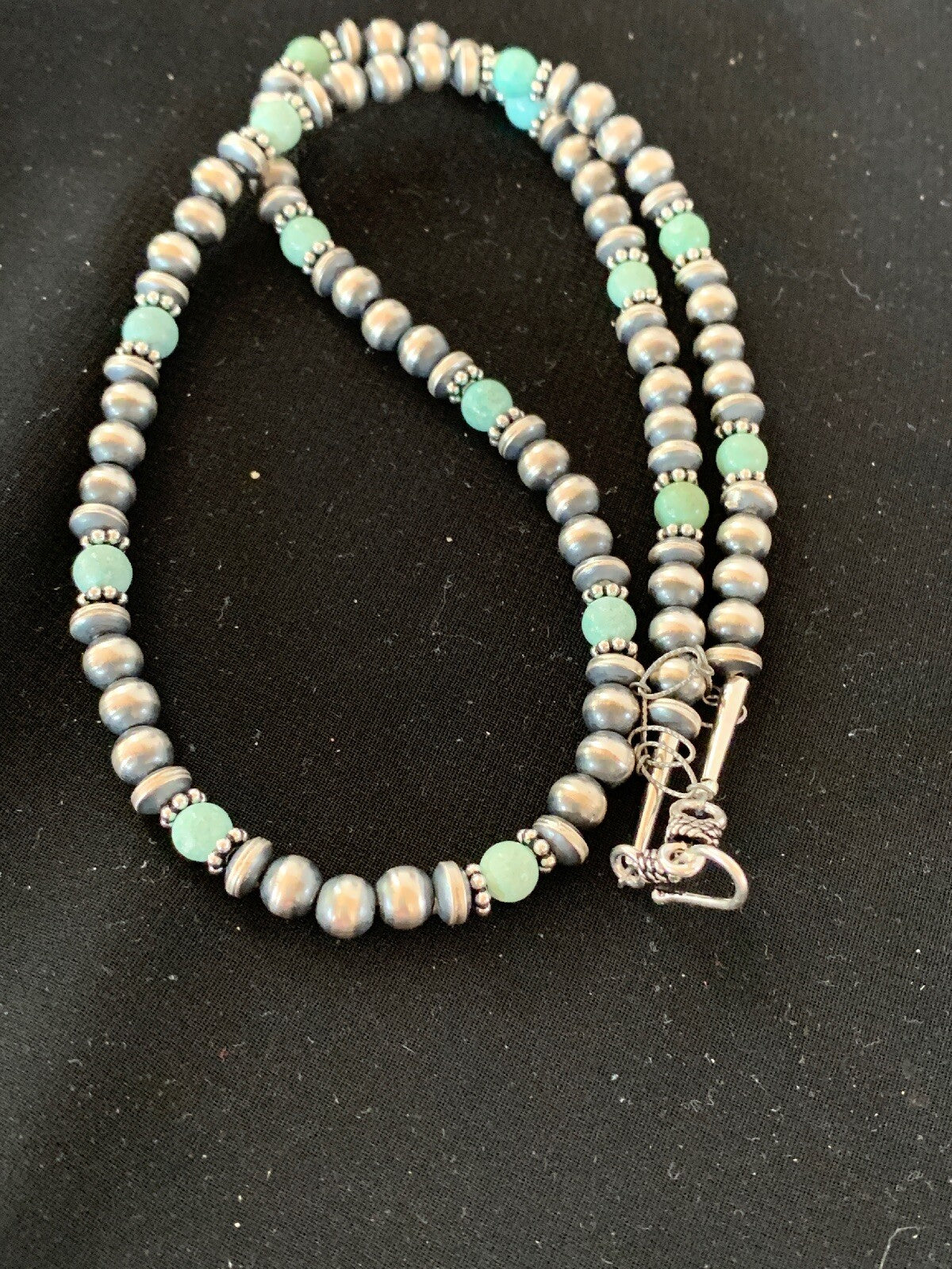 Navajo Pearls Sterling DRY CREEK Turquoise Bead Necklace 22" Sale 13310