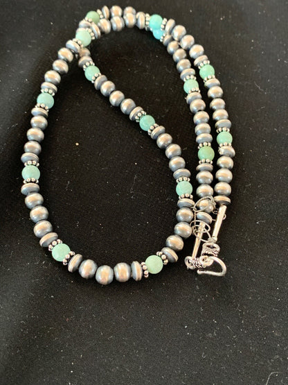 Navajo Pearls Sterling DRY CREEK Turquoise Bead Necklace 22" Sale 13310