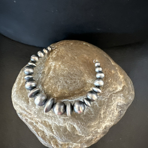 Children Navajo Pearls Bead Stainless Wrap Bracelet 4.5" | Sterling Silver | Authentic Native American Handmade | 19022