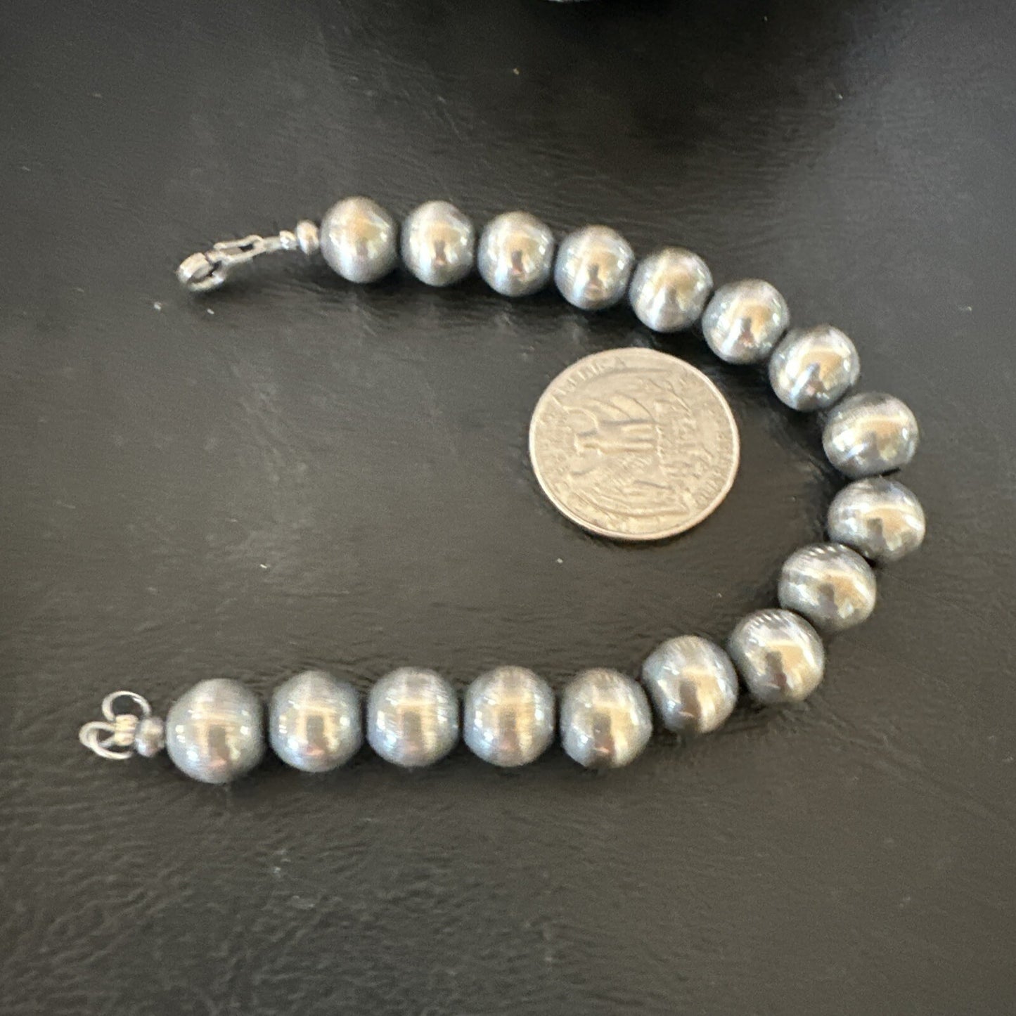 10mm Round Beads 7” Sterling Silver Beads  Bracelet 91007