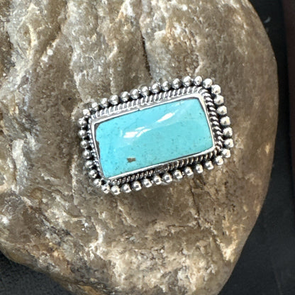 Blue Turquoise #8 Navajo Sterling Silver  Ring Size 6 18827