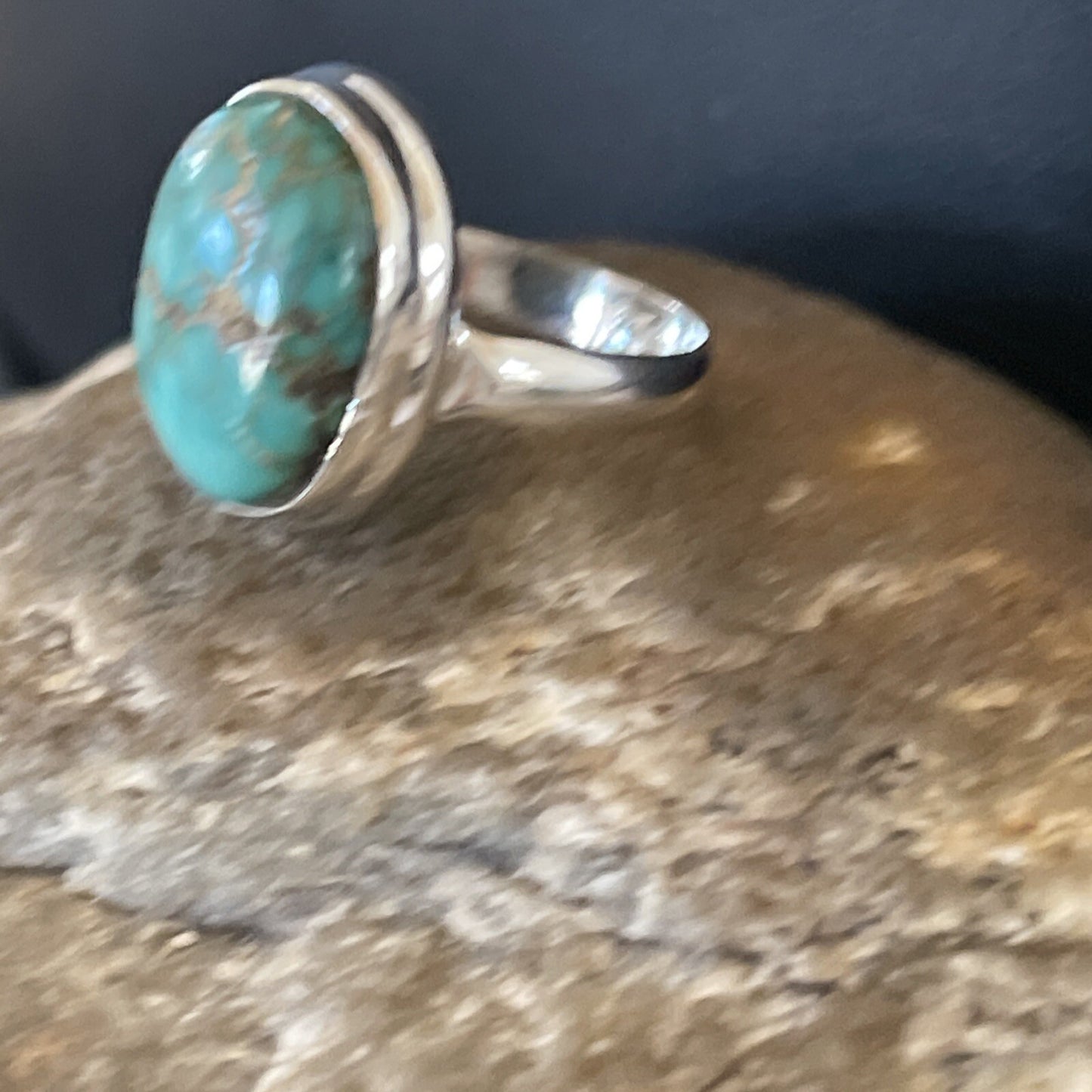 Native American Navajo Sterling Silver Blue Turquoise Ring Size 7 11415