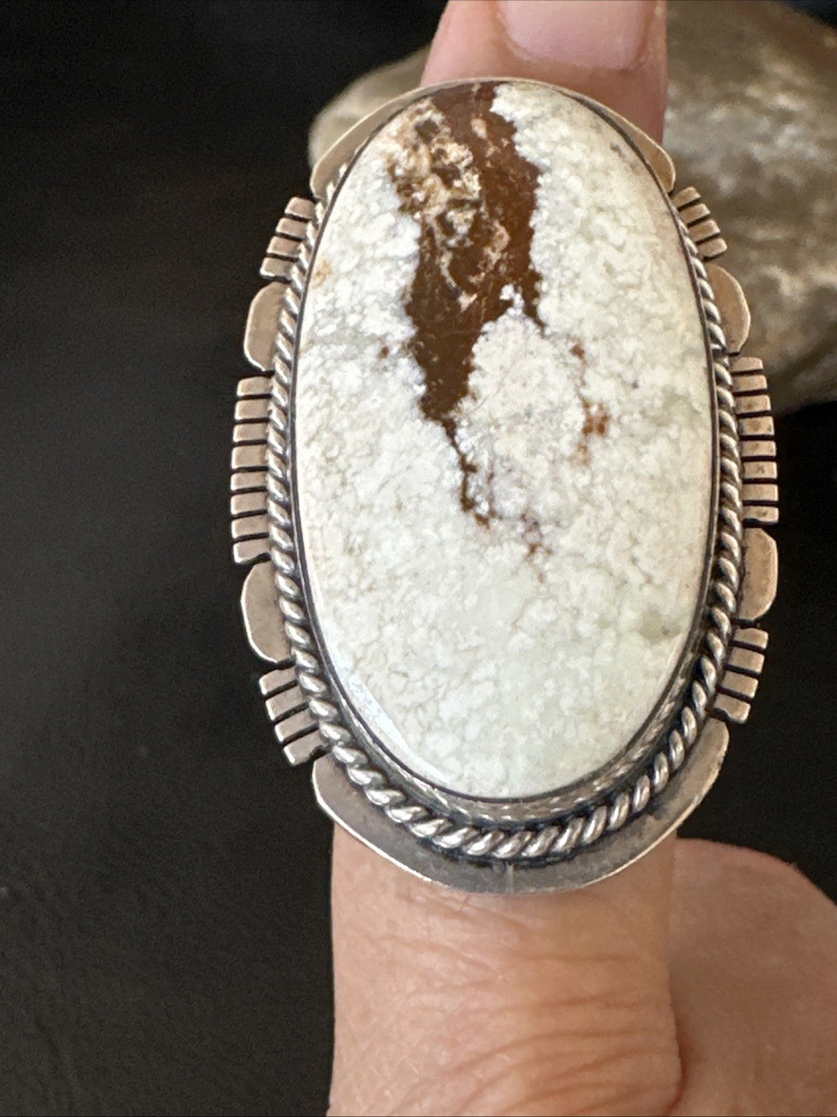 Native American Wild Horse Turquoise Navajo Sterling Silver Ring Size 6.5 19823