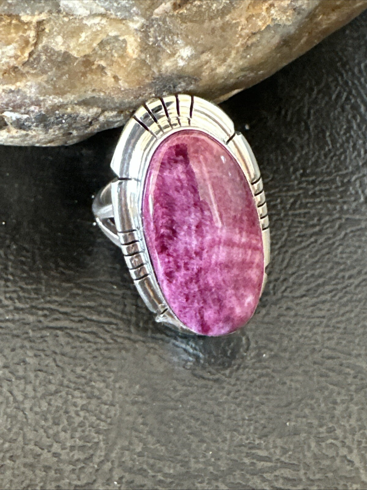 Womens Purple Spiny Oyster Navajo Sterling Silver Ring Size 6.5 18583