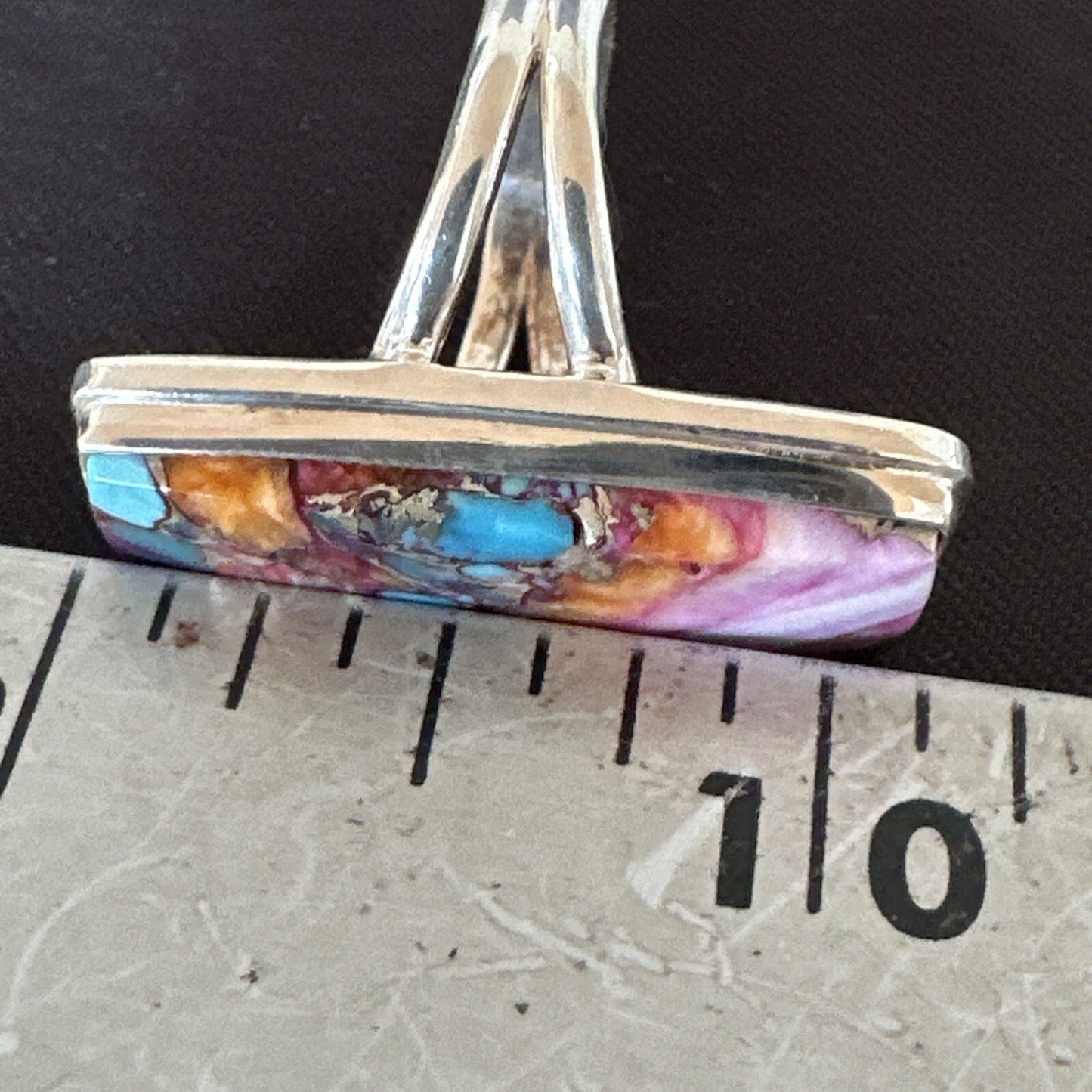 Blue Turquoise Spiny Oyster Navajo Sterling Silver Ring Size 7 18223