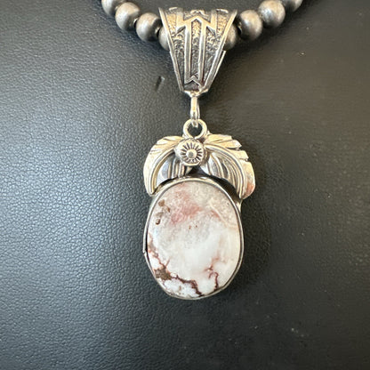 Mens Womens Wild Horse Turquoise Pendant Navajo Sterling Silver Necklace 17809N