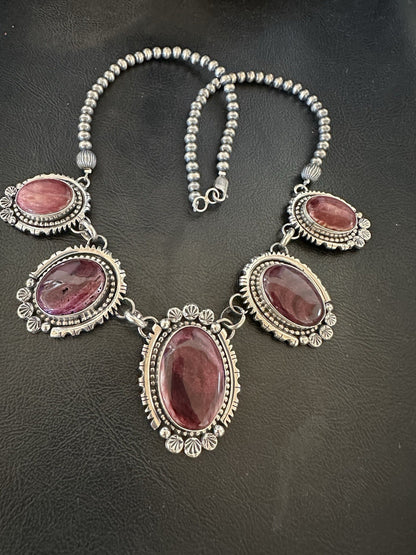 Purple Spiny Oyster Pendant Sterling Silver Choker Necklace 20" 19543