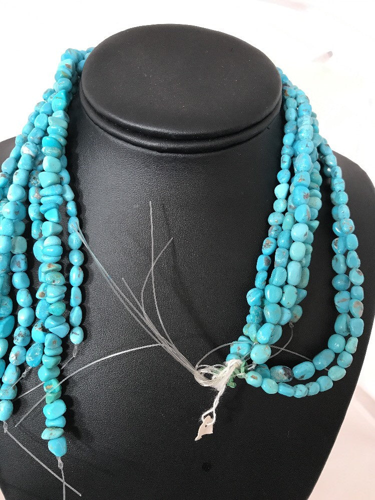 Native Turquoise Nugget Free Form Beads Beautiful Nacozari Set 16 Inch 10057