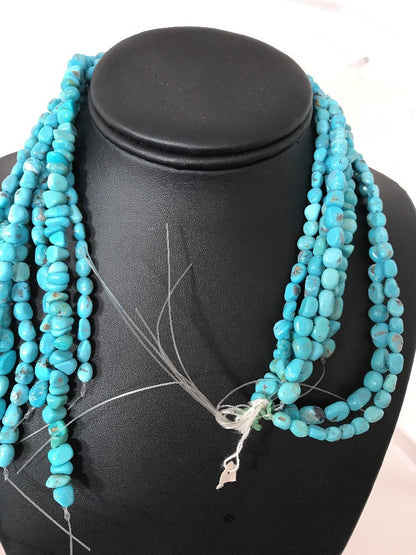 Native Turquoise Nugget Free Form Beads Beautiful Nacozari Set 16 Inch 10057