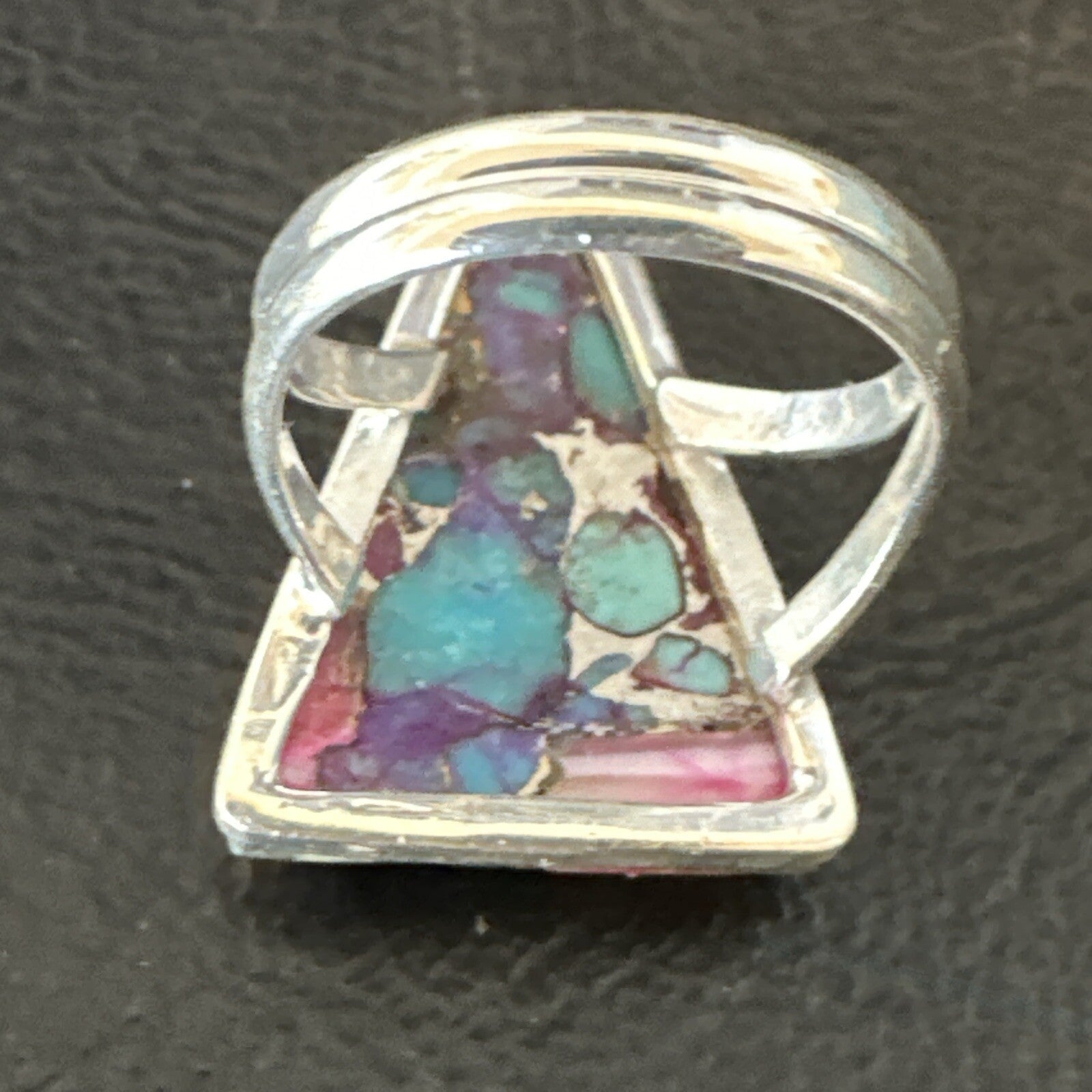 Blue Turquoise Spiny Oyster Southwestern Sterling Silver Ring Size 5 18500