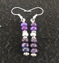 Navajo Purple Stone Dangle Bead Earrings 1" | Sterling Silver | Authentic Native American Handmade | 10059