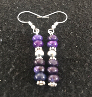 Navajo Purple Stone Dangle Bead Earrings 1" | Sterling Silver | Authentic Native American Handmade | 10059