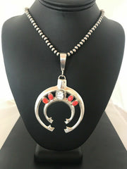 Spiny Oyster Naja Pendant Navajo Squash Blossom Necklace | Sterling Silver | Authentic Native American Handmade | 08508