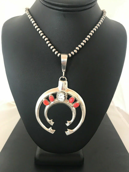 Spiny Oyster Naja Pendant Navajo Sterling Silver Squash Blossom Necklace 08508