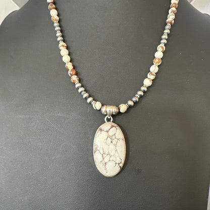 Mens Womens Wild Horse Turquoise Pendant Navajo Sterling Silver Necklace 19538