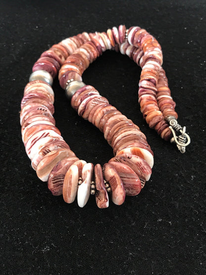 Purple Spiny Oyster Navajo Pearls Sterling Silver Native American Necklace 08485