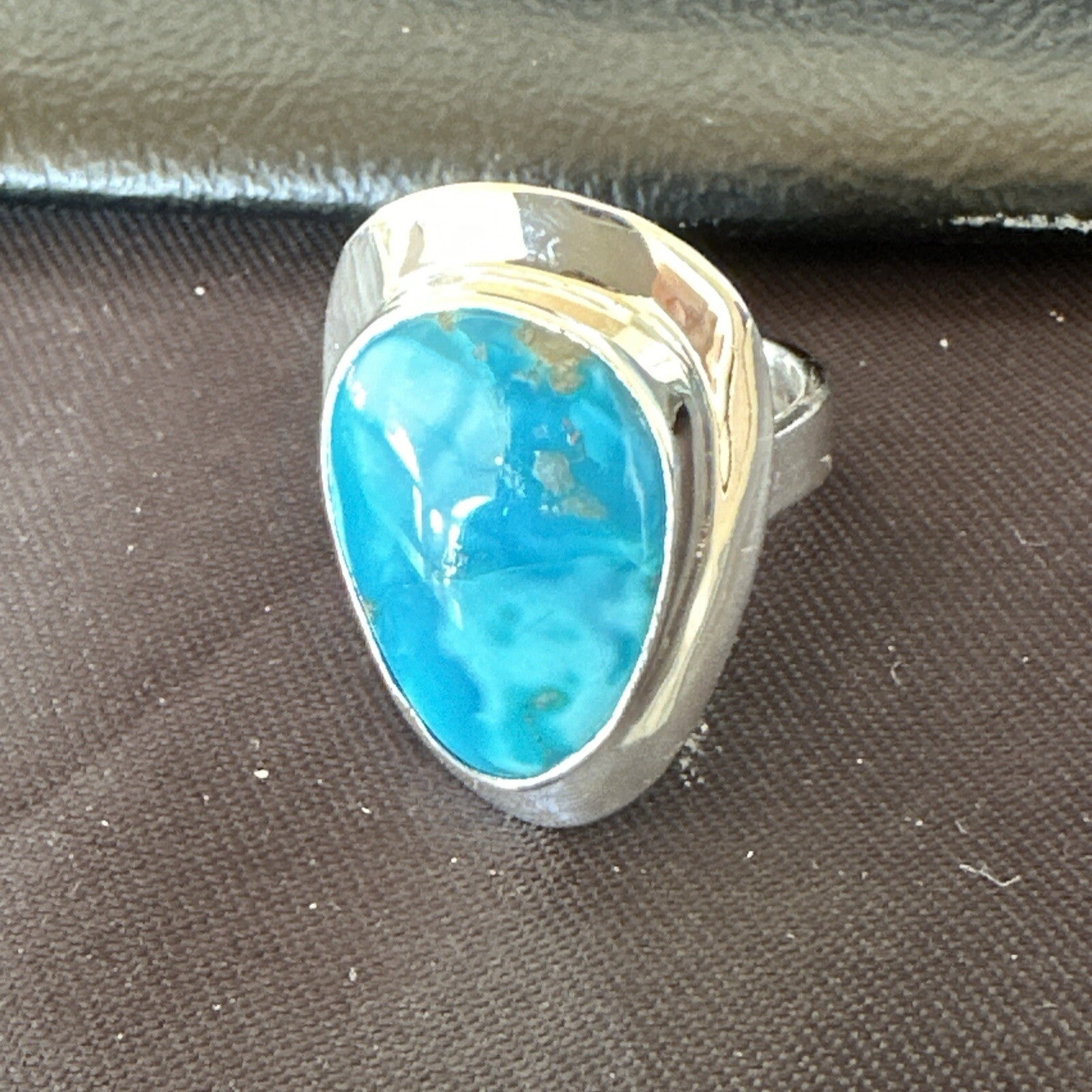 Southwestern Sterling Silver Blue Kingman Turquoise Ring Size 7.5 18515