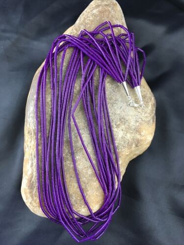 Navajo Sugilite 10 Strand Heishi Necklace | Tubes 19"10169 | Sterling Silver | Authentic Native American Handmade