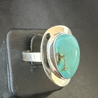 Southwestern Sterling Silver Blue Kingman Turquoise Ring Size 9 18524