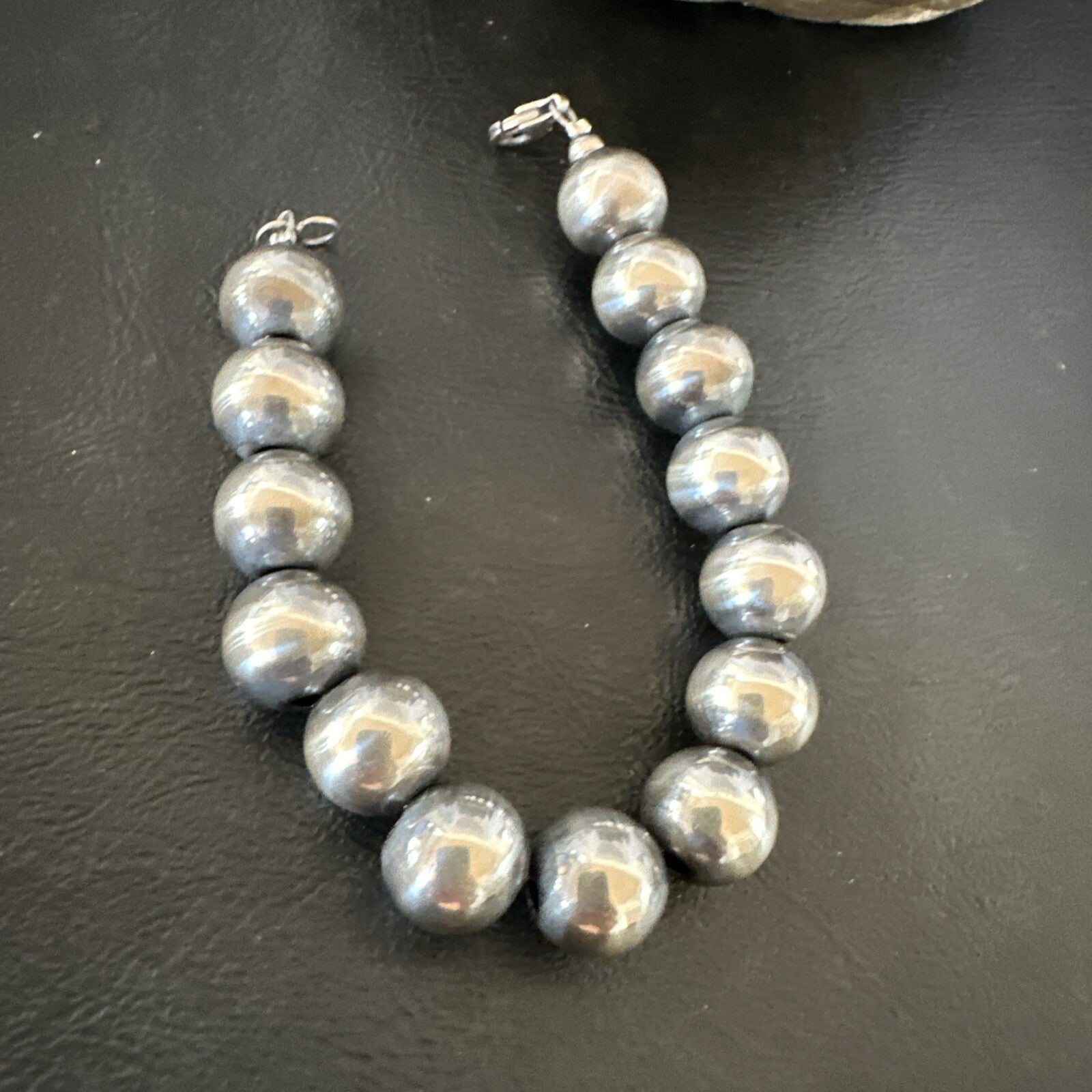 12mm Round Beads 7” Sterling Silver Beads Bracelet 91207