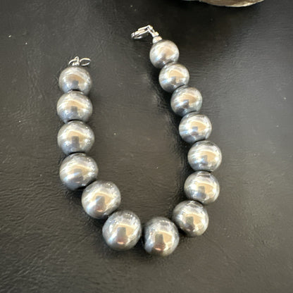 12mm Round Beads 7” Sterling Silver Beads Bracelet 91207