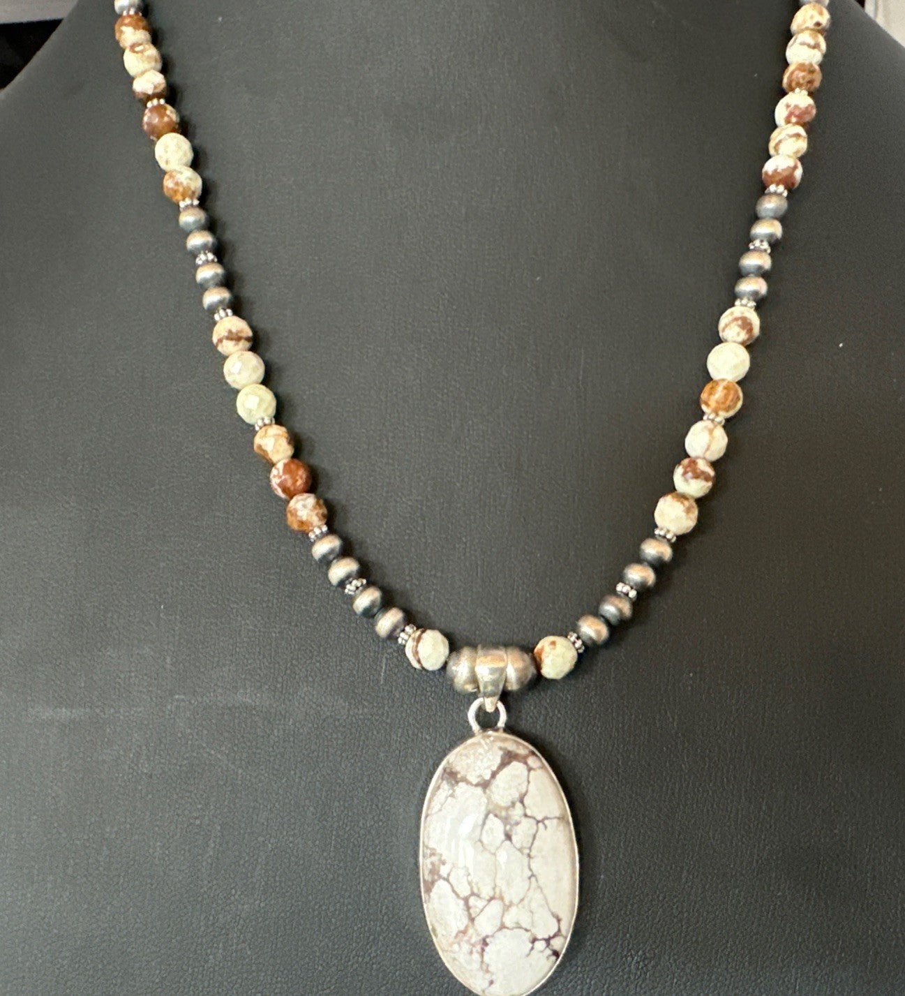 Mens Womens Wild Horse Turquoise Pendant Navajo Sterling Silver Necklace 19538