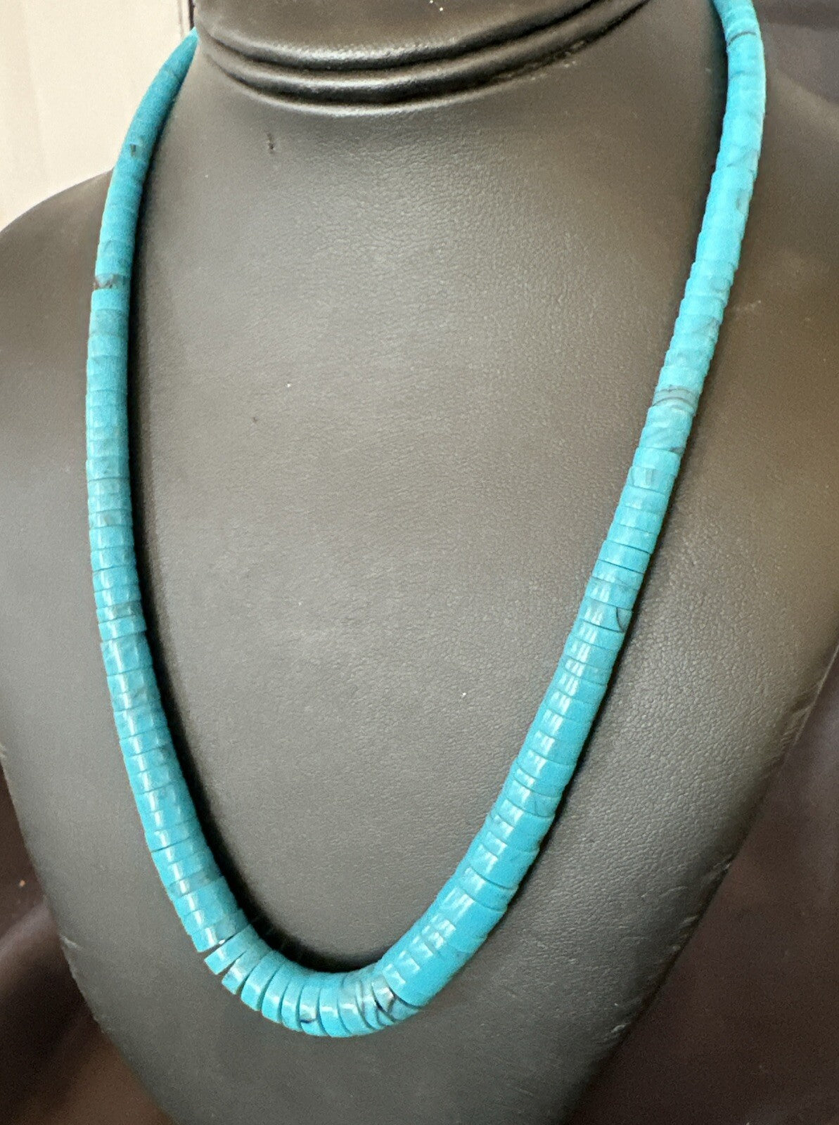 Santo Domingo Stabilized Blue Turquoise 20” Necklace 18469
