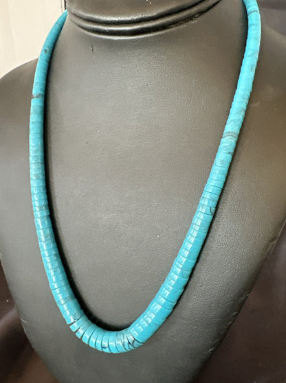 Santo Domingo Stabilized Blue Turquoise 20” Necklace 18469