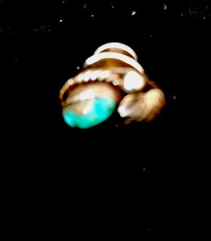 Native Turquoise Feather Tie Tag Sterling Silver Old Pawn Pin Ithaca 08013