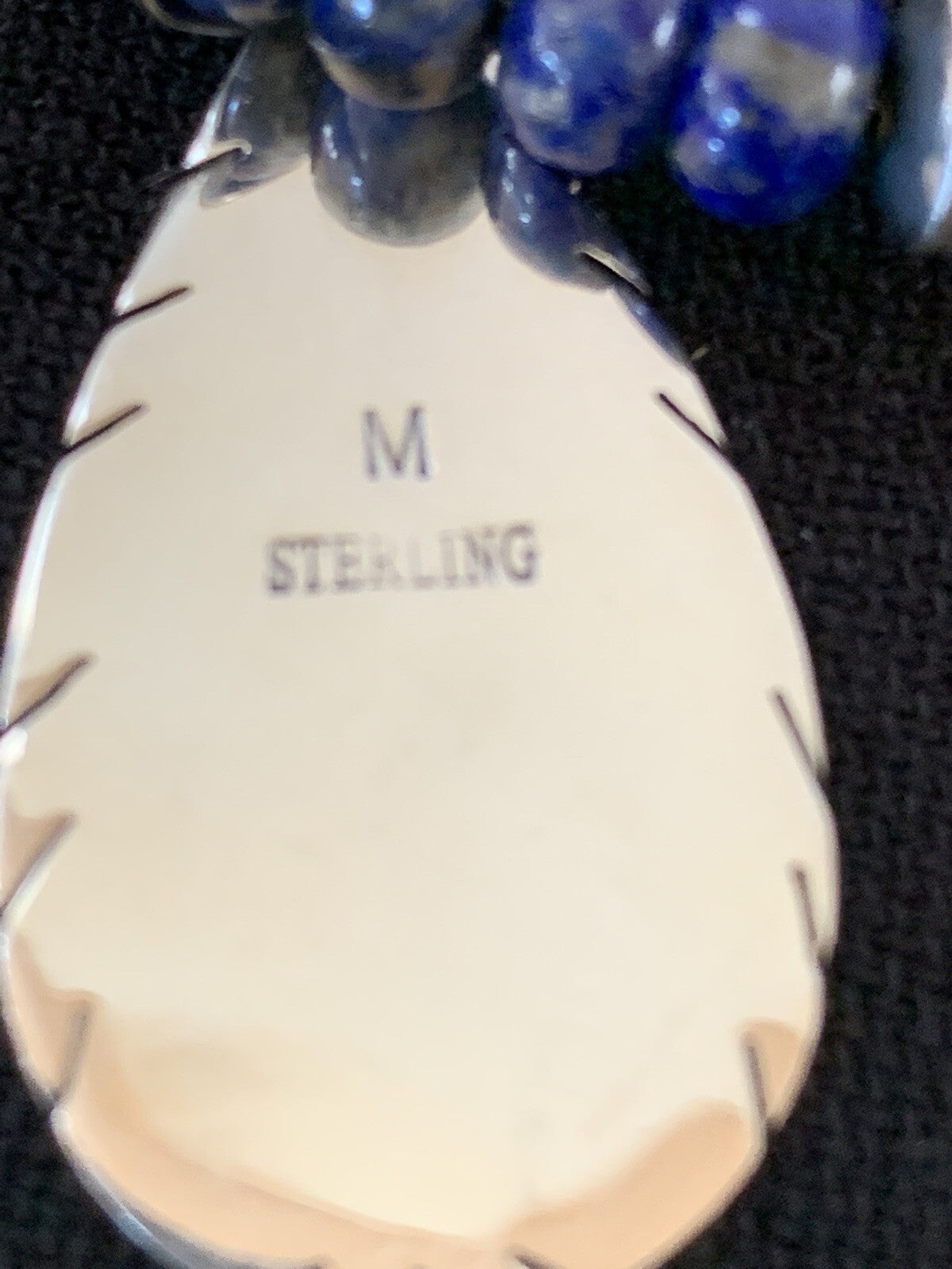 Native Navajo Sterling Silver Purple Opal Lapis Necklace Pendant 00591