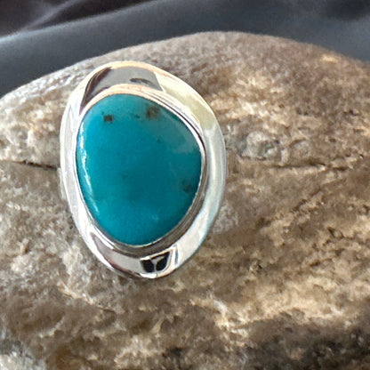 Southwestern Sterling Silver Blue Kingman Turquoise Ring Size 7 18503