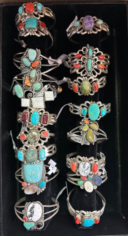 A Lot Sterling Silver NAVAJO Zuni Native American Southwestern Bracelets Jewelry