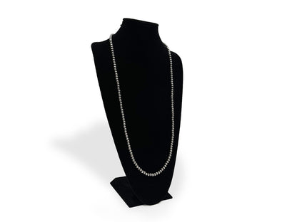 Native American 6mm Sterling Silver Navajo Pearls 36" Single Strand Necklace