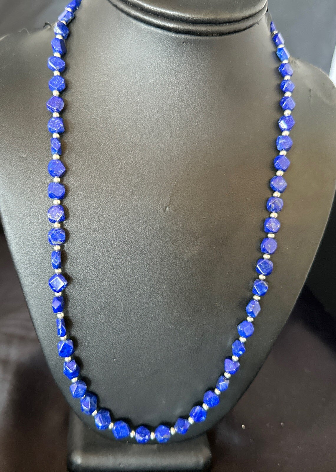 Mens Womens Lapis Lazuli Navajo Sterling Silver 24” Necklace 17749