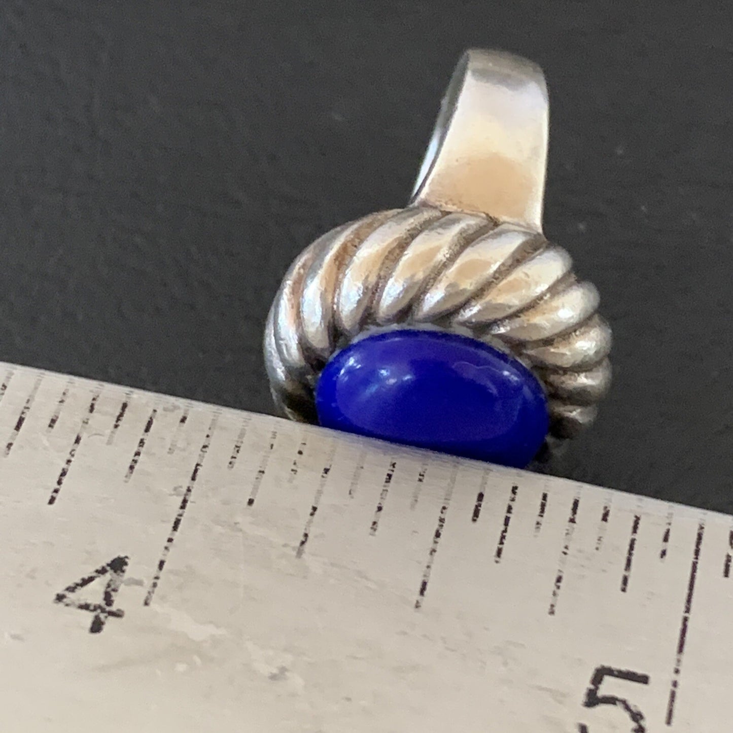 Blue Lapis Navajo Sterling Silver Old Pawn Ring Size 5 10378