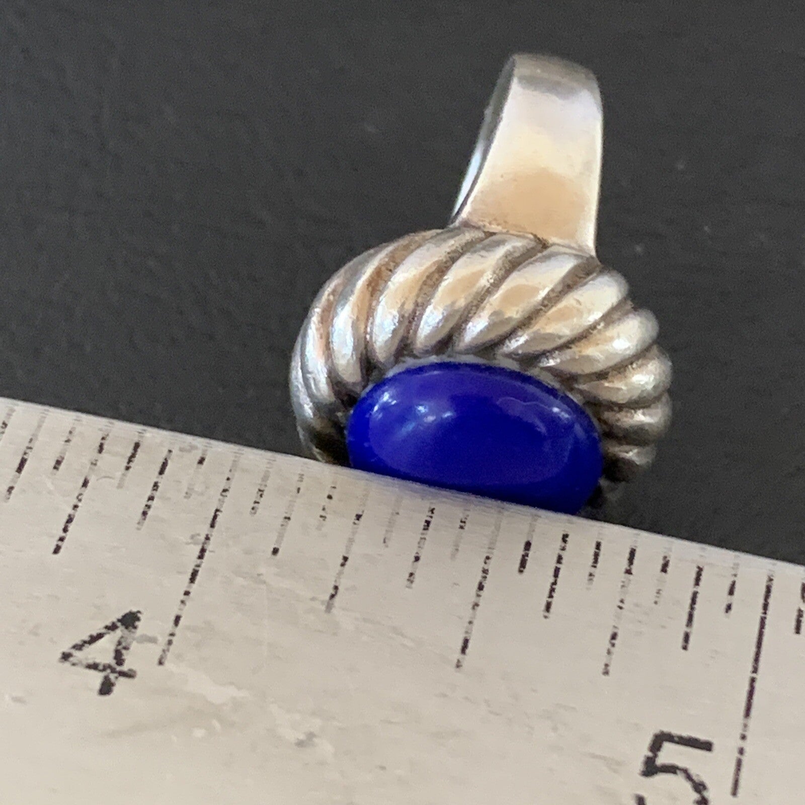 Blue Lapis Navajo Sterling Silver Old Pawn Ring Size 5 10378