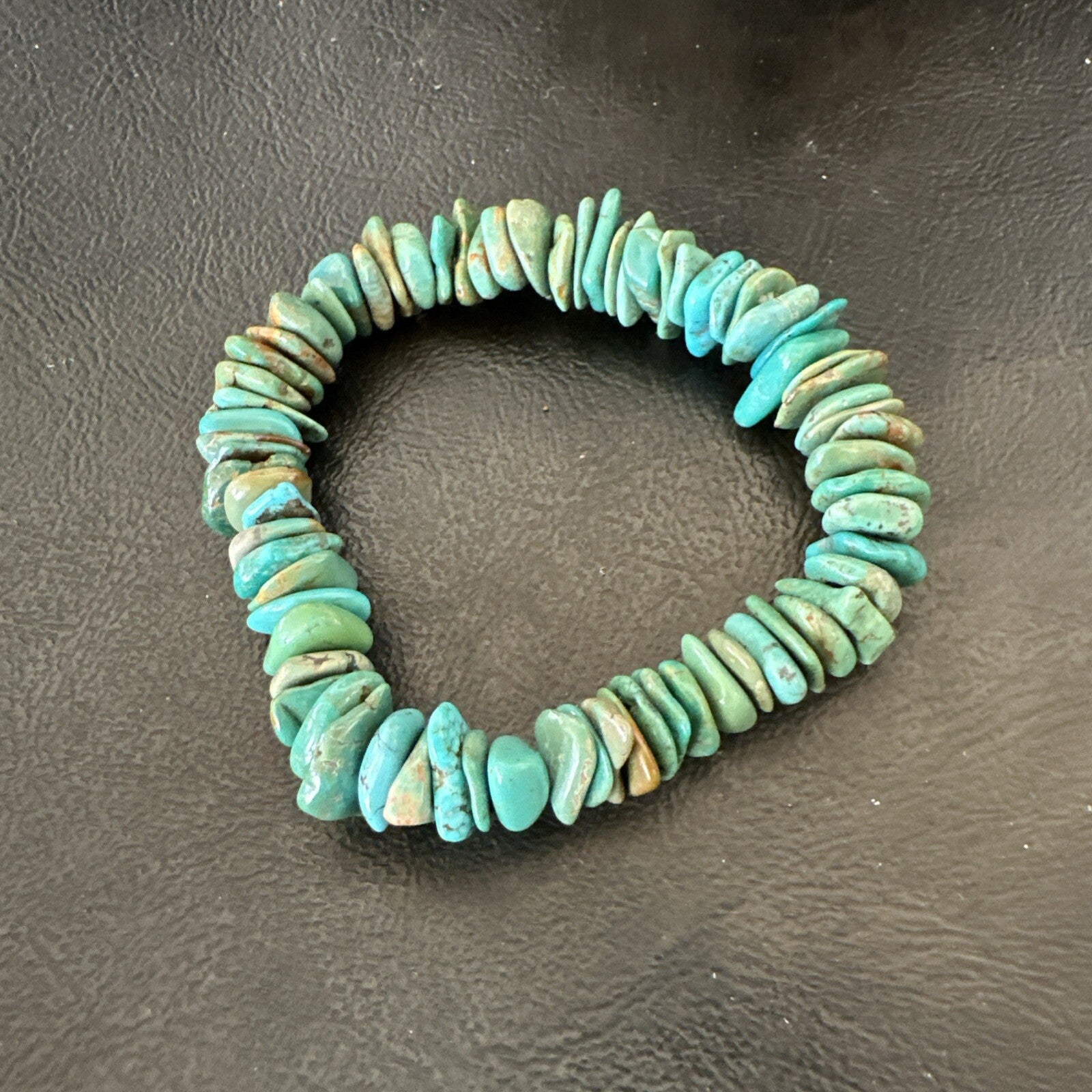 Mens Womens Blue Green Turquoise Stretch Stone Friendship Bracelet 7" 18856