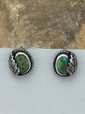 Green Turquoise Navajo Cuff Link 0.5" | Sterling Silver | Authentic Native American Handmade | 04476