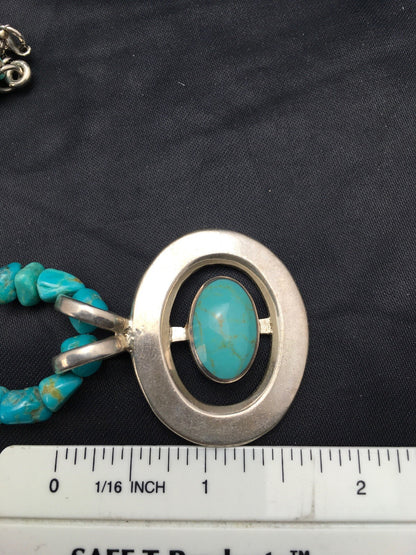 Native Turquoise Nugget Sterling Silver Necklace Earring & Bracelet 3145