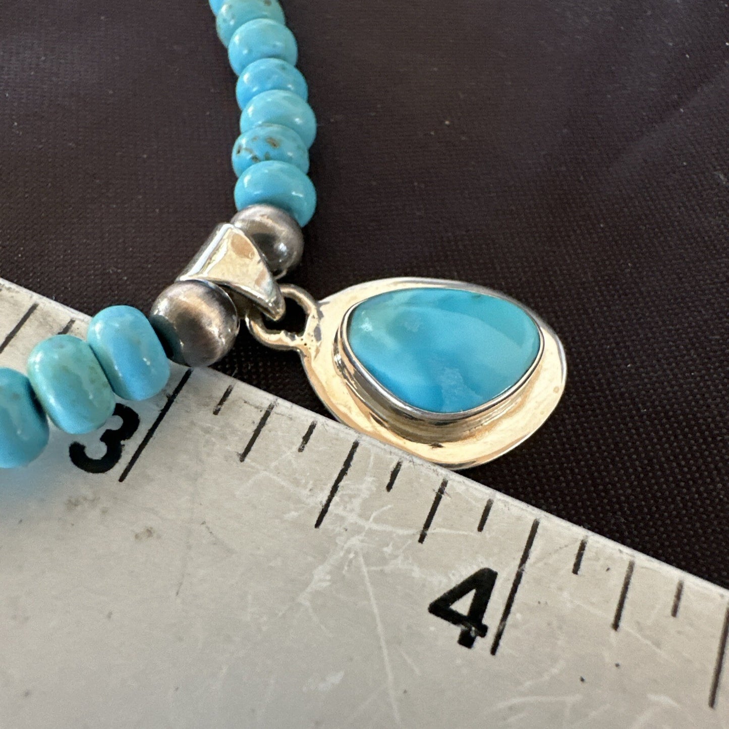WoMens Blue Kingman Turquoise Pendant Navajo Sterling Silver Necklace 21" 18415