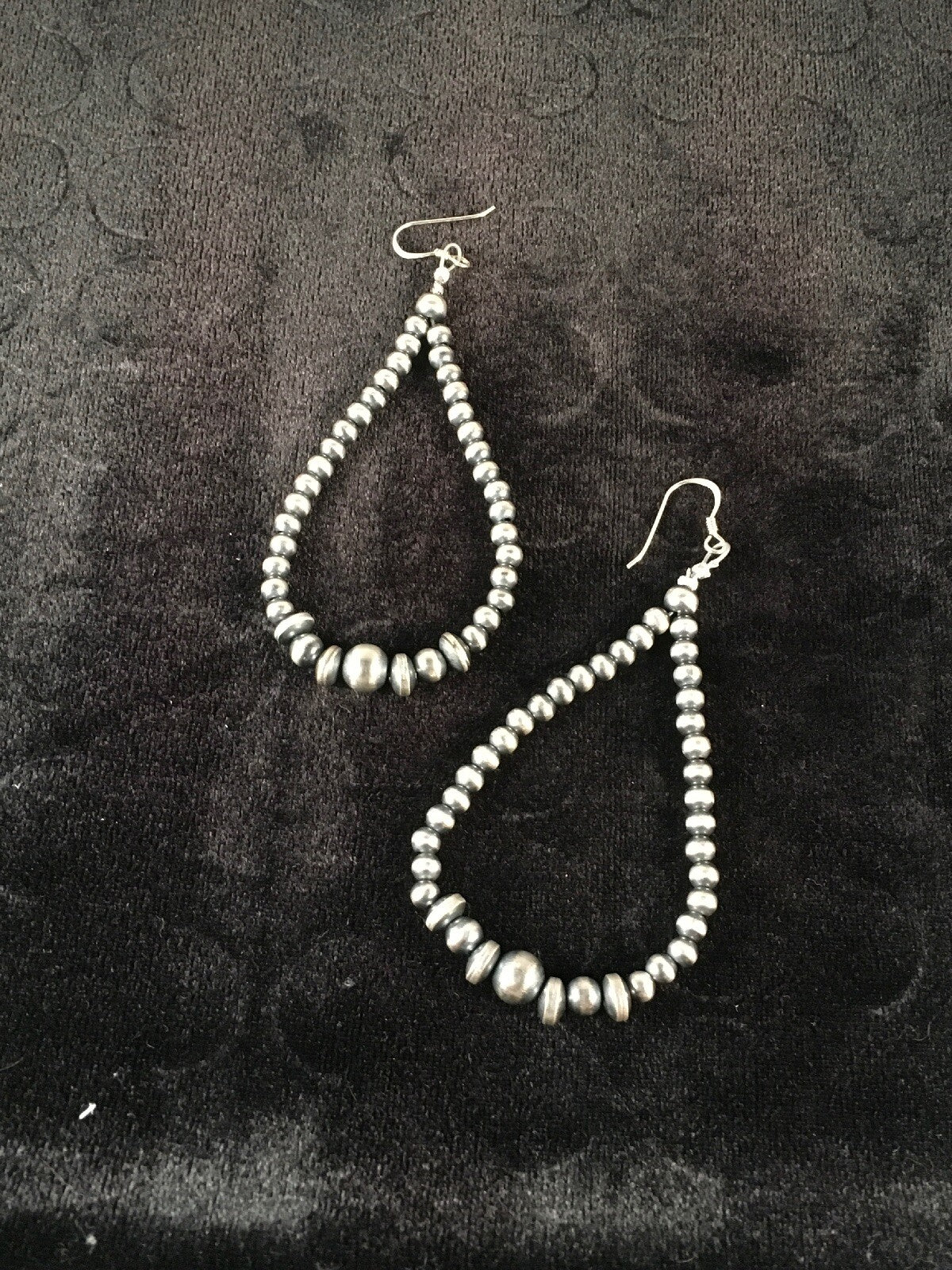 Native American Bead Sterling Silver Earrings 10091