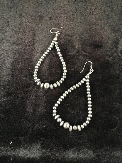 Native American Bead Sterling Silver Earrings 10091