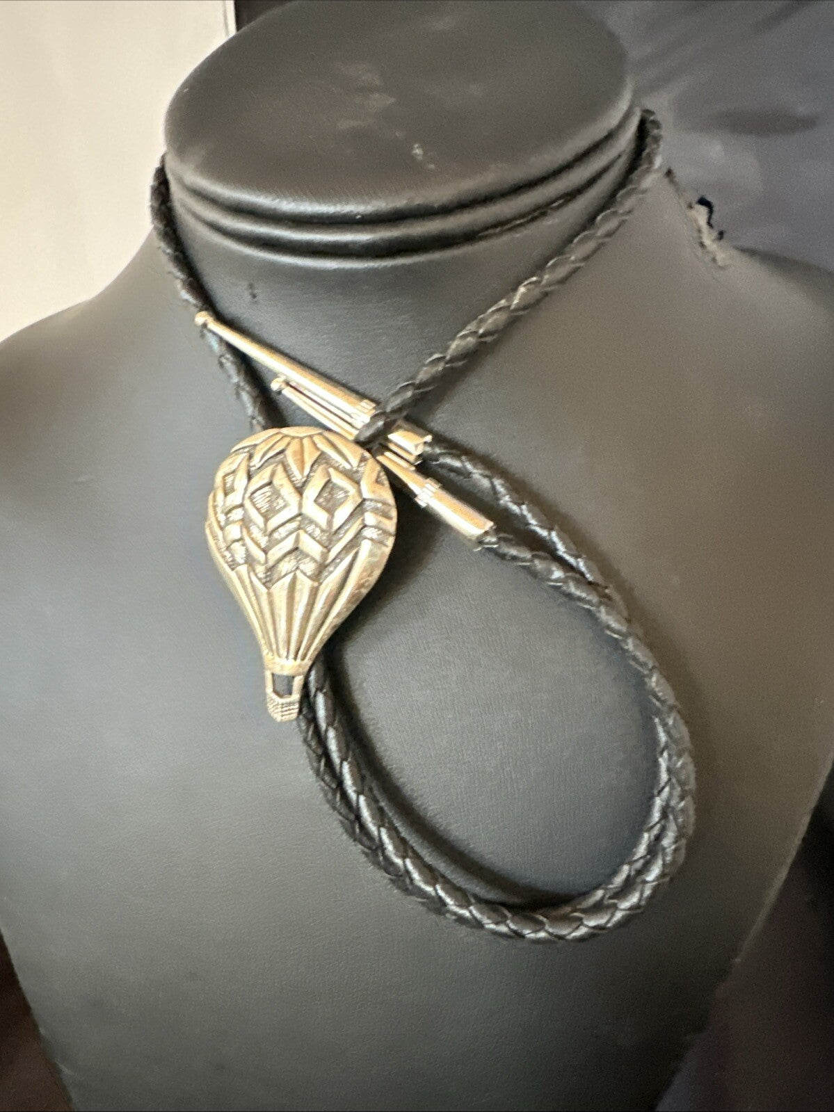 Mens Hot Air Balloon Navajo Sterling Silver Bolo Tie 18774
